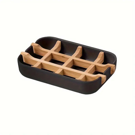 Eco-Friendly Bamboo Soap Dish With Acrylic Tray