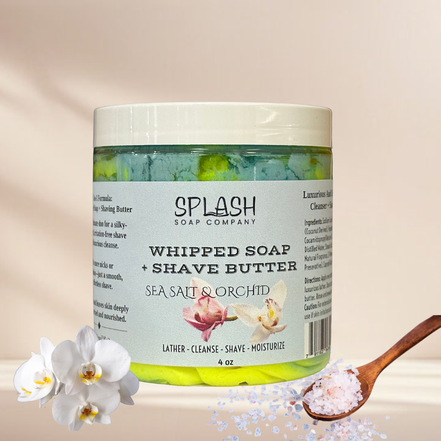 Sea Salt & Orchid Whipped Soap + Shave Butter