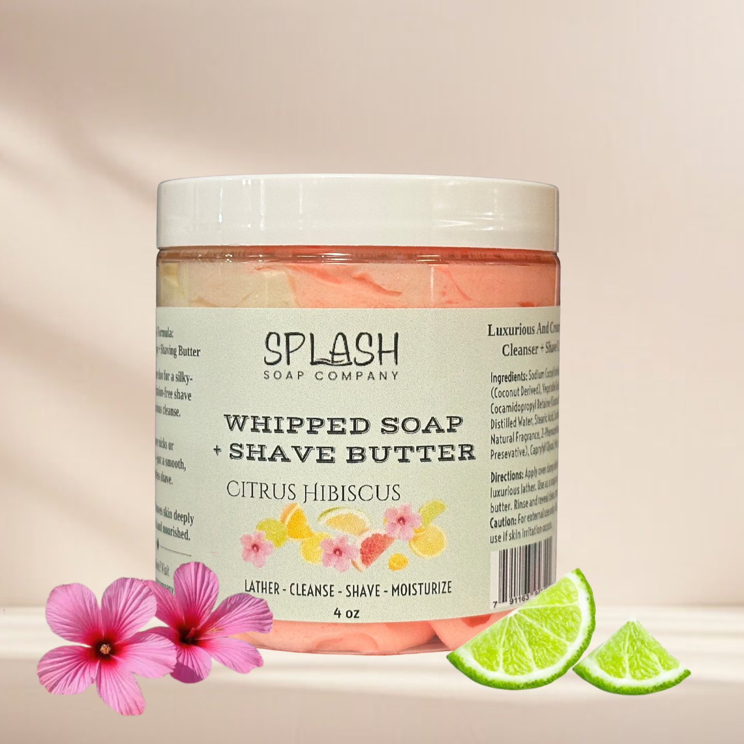 Citrus Hibiscus Whipped Soap + Shave Butter