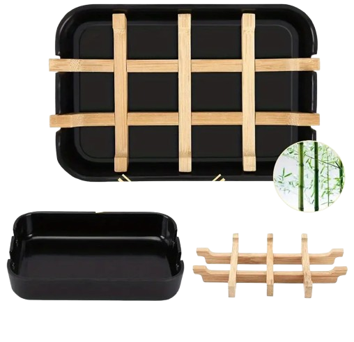 Eco-Friendly Bamboo Soap Dish With Acrylic Tray