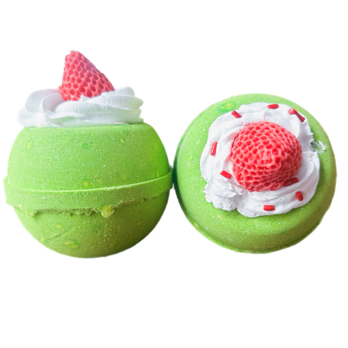 Kiwi Strawberry Bath Bomb w/Bubble Frosting + Soap