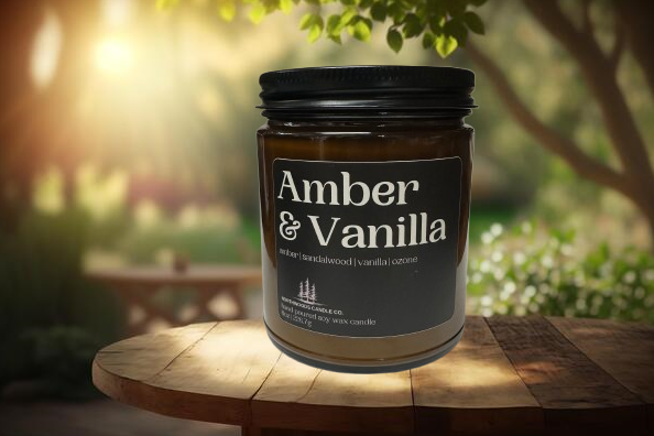 Amber & Vanilla Candle - Rustic Cabin Collection